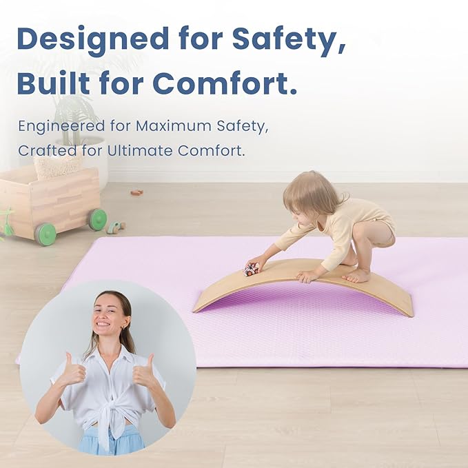 Baby Play Mat for Summer,1.3 Thick Memory Foam Cooling Floor Tummy Time Mat, Soft & Breathable, Non-Slip Rectangular for Toddlersâ Playtime & Rest(Pink,59"x79")