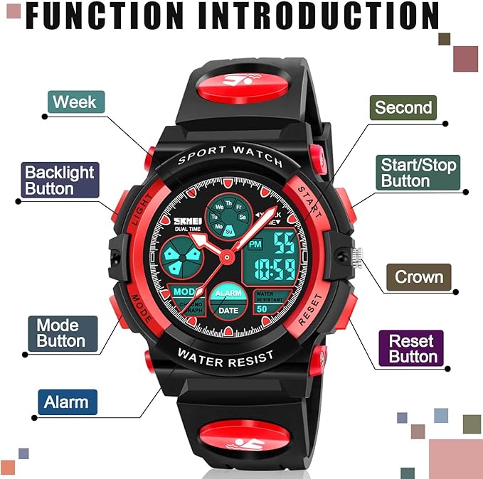 ATIMO LED Multi Function Waterproof Watch for Kids - Kids Gifts