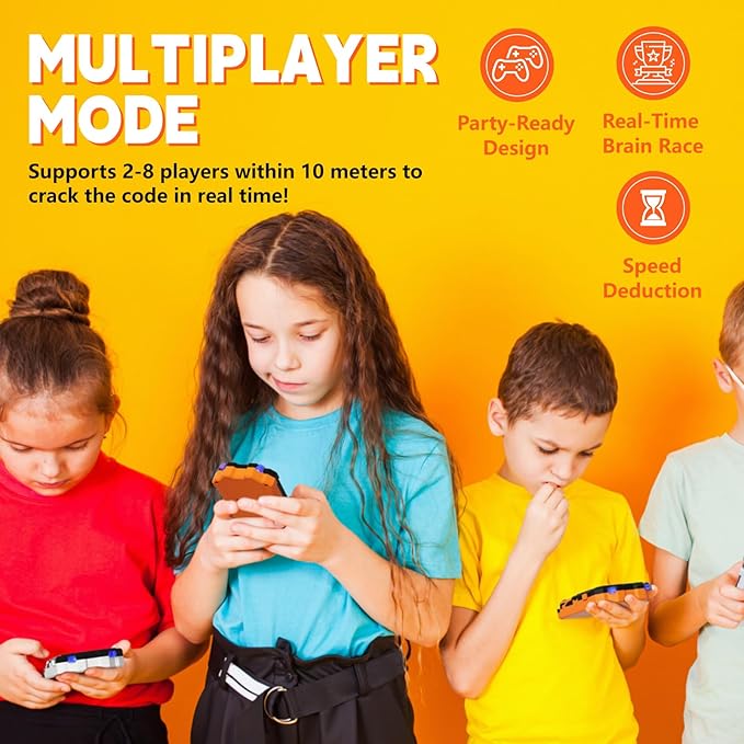 Crack The Code-Handheld Game Electronic Mastermind,Super Decoder with Clamp, 1-8 Players 10000+ Code-Breaking Puzzle Game for Kids and Adults,Birthday Gift for Boys and Girls,Travel toy for Road Trip