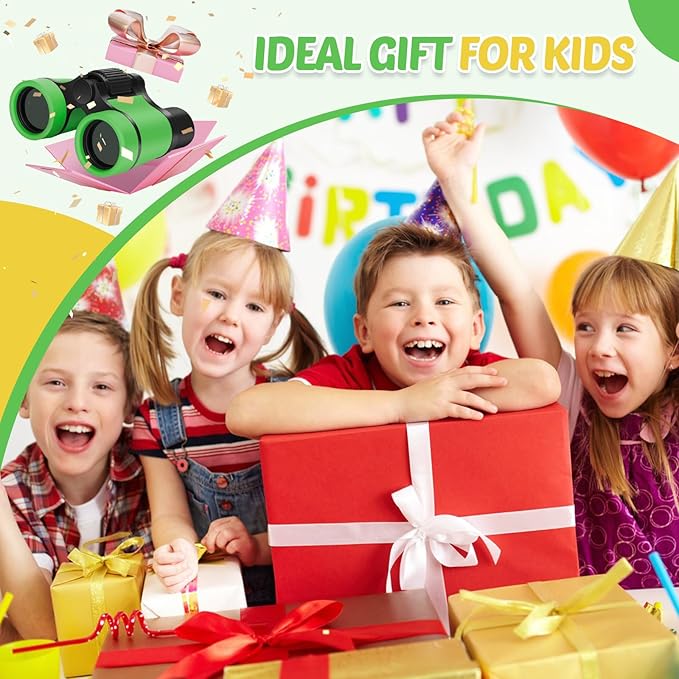 Binoculars for Kids, Kids Binoculars Toys for 3 4 5 6 7 8 Years Boys and Girls, Set with Magnifying Glass & Compass - Birthday Gifts Outdoor Toy for Kid Ages 3-8 Toddler Camping (Green)