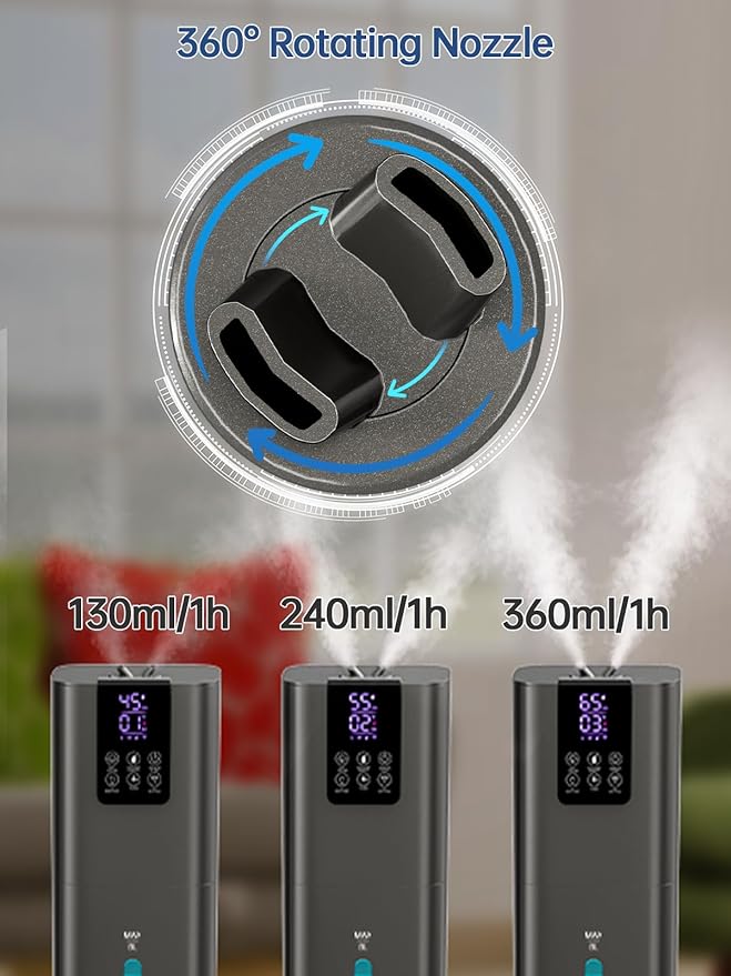 8L Smart Humidifier for Large Room Bedroom, Cover up to 505ftยฒ, Easy Top Fill, Remote & APP Control, Aroma Box, RGB Light, Last 48 Hours Suitable for Indoor Plant, Office, Home