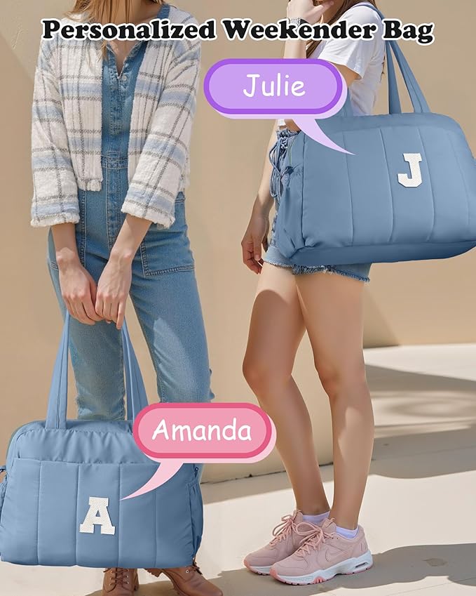 Initial Duffle Bag, Yoga Bags for Women,Overnight Bag with Wet Pocket,Lightweight Work Bags Personalized Gym Tote with Makeup Pouch-Girly Gift