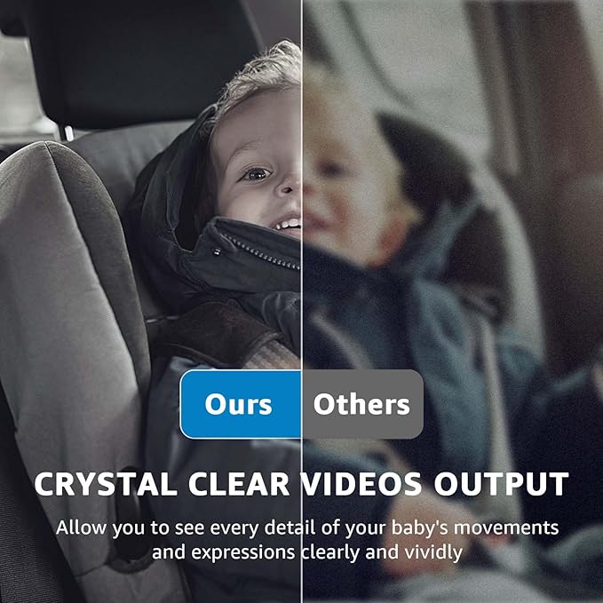 GROWNSY Baby Car Camera, HD Display Baby Car Mirror with Night Vision Feature, 4.3 inch Baby Car Camera with Monitor Wide Clear View, Backseat Camera Rear Facing to Observe Babyโs Every Move