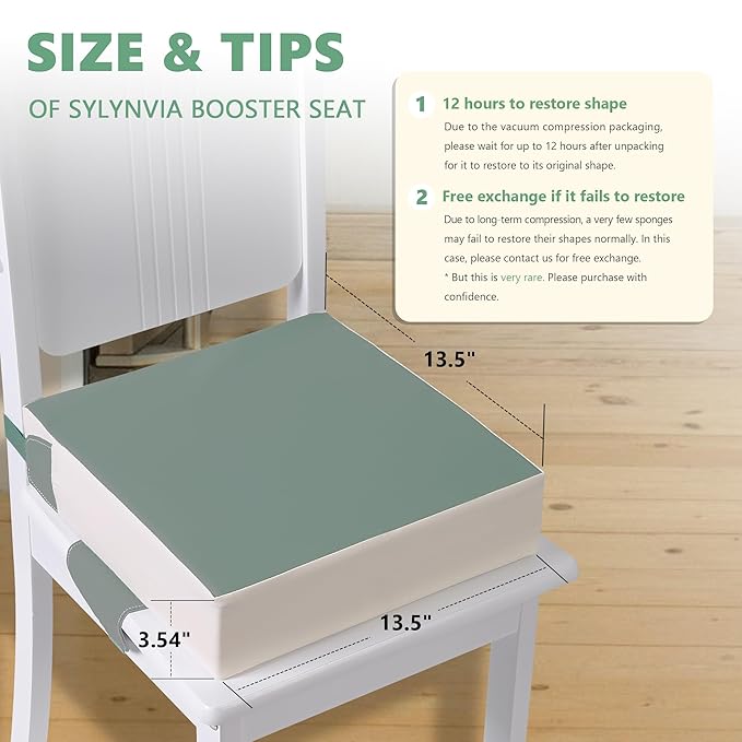 Booster Seat for Kitchen Chair with Adjustable Straps, Toddler Booster Seats for Dining Table Portable for Travel Camping Eating, Booster Cushion for Table for Baby Child Infant Kid Boy Girl