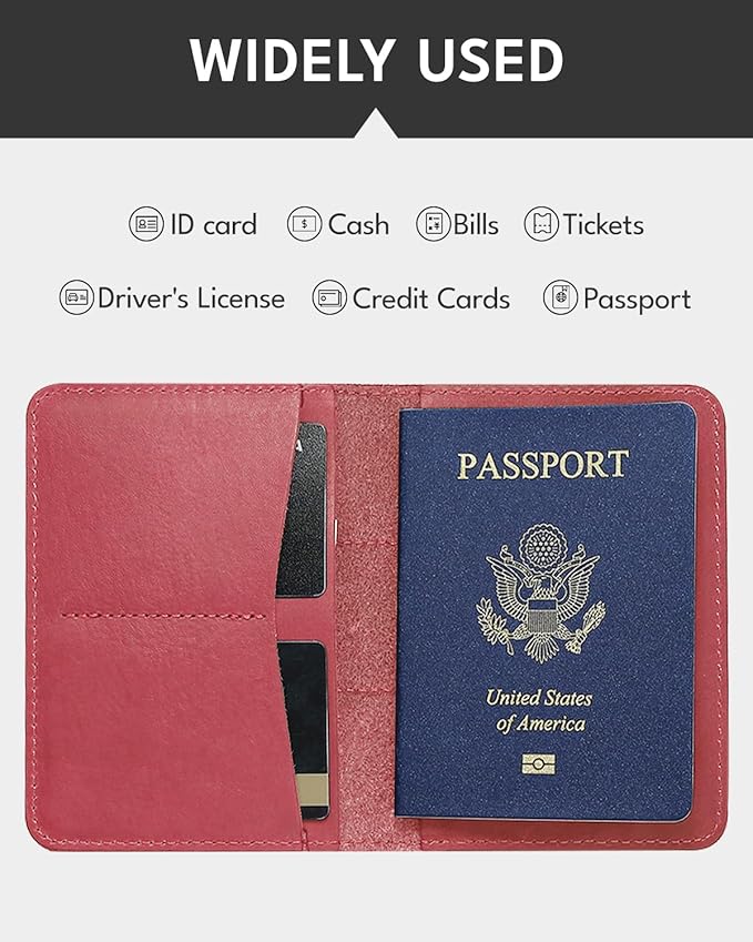 ALLIVE Genuine Leather Passport Holder with Airtag, Travel Must Haves Airport Essentials, Case Travel Gifts