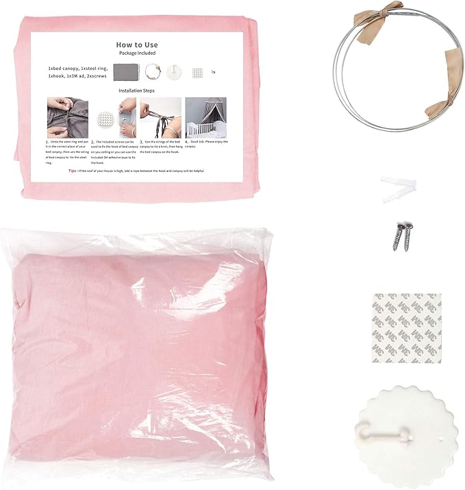 Bed Canopy with Frills Reading Nook Game Tent for Kids Boho Hanging Net Play Room Decor(Dusty Rose)