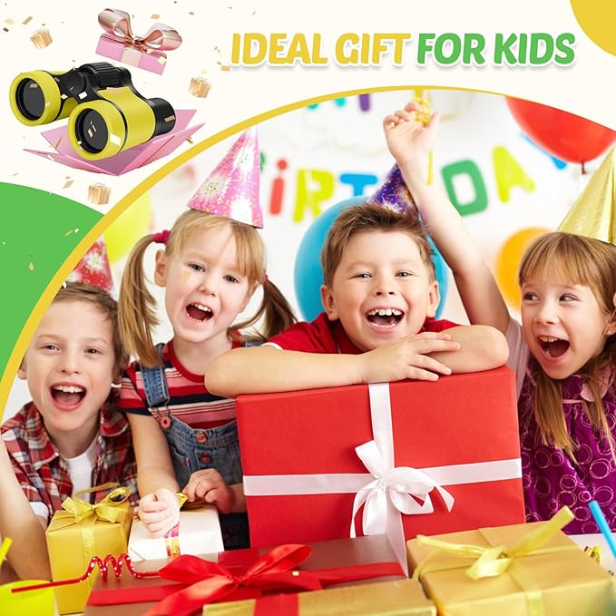 Binoculars for Kids, Kids Binoculars Toys for 3 4 5 6 7 8 Years Boys and Girls, Set with Magnifying Glass & Compass - Birthday Gifts Outdoor Toy for Kid Ages 3-8 Toddler Camping (Yellow)