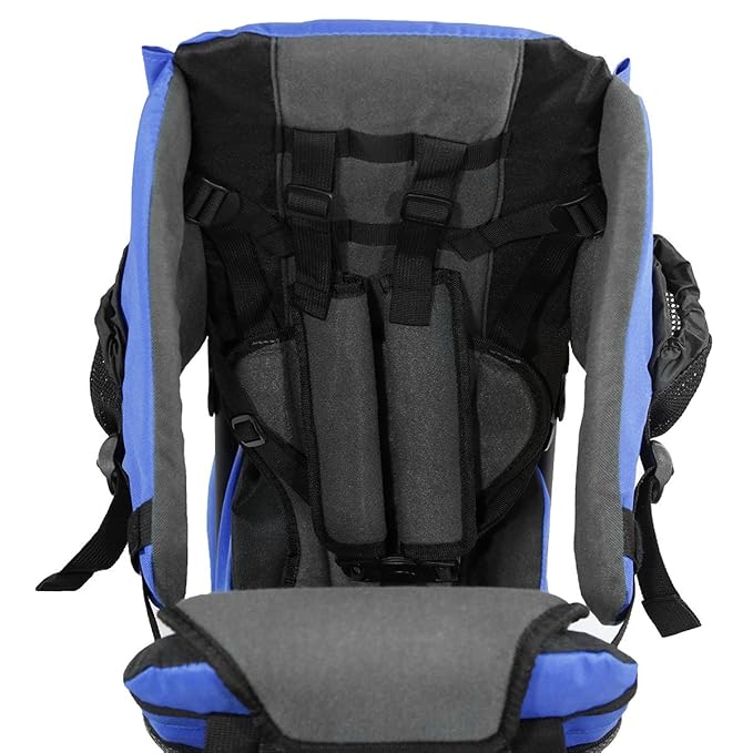 ClevrPlus Cross Country Baby Backpack Carrier, Blue, Toddler Hiking Backpack with Comfortable Seat, Adjustable Straps & Belt, Foldable Frame Lightweight Large Capacity Child Carrier for Outdoor