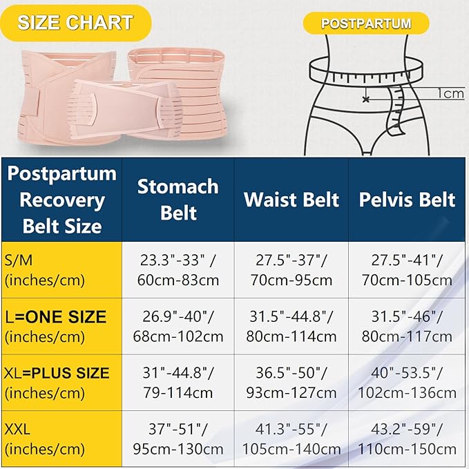 ChongErfei 3 in 1 Postpartum Support Recovery Belly Wrap Waist/Pelvis Belt Body Shaper Postnatal Shapewear,XL Beige
