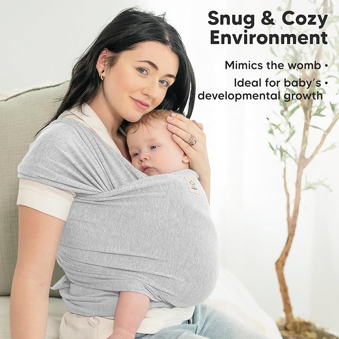 KeaBabies Baby Wrap Carrier - All in 1 Original Baby Carrier Newborn to Toddler Sling, Easy to Wear, Hands Free Bonding, Lightweight, Breathable Infant Wraps (Light Heather)