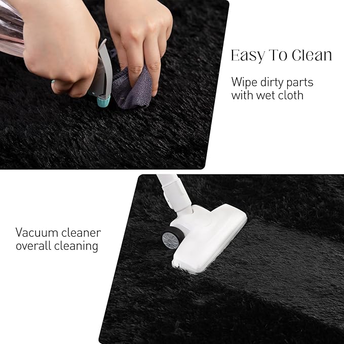Black Rug, 4x5.8 Area Rugs for Living Room, Soft Plush Area Rugs for Bedroom, Non-Slip Indoor Carpet for Nursery, Study Room, Playroom