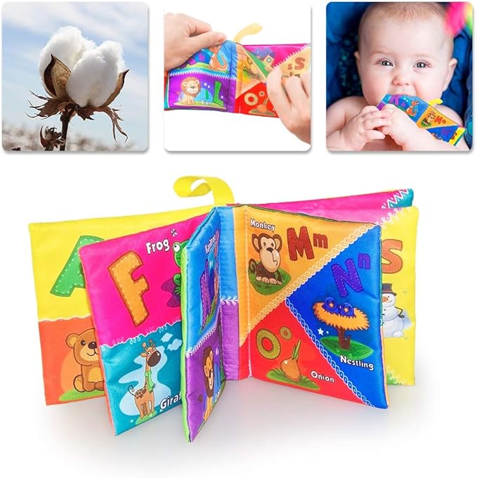 8PCS Baby Bath Books Set with Crinkle Sound, Soft Sensory Early Learning Toys for Newborns & Infants, Washable Teething Educational Activity Toy 