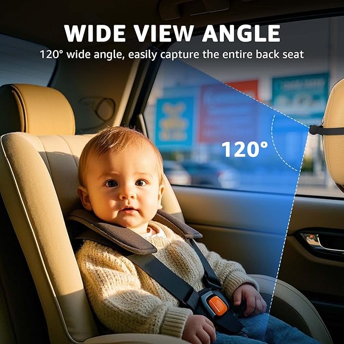 GROWNSY Baby Car Camera, HD Display Baby Car Mirror with Night Vision Feature, 4.3 inch Baby Car Camera with Monitor Wide Clear View, Backseat Camera Rear Facing to Observe Babyโs Every Move