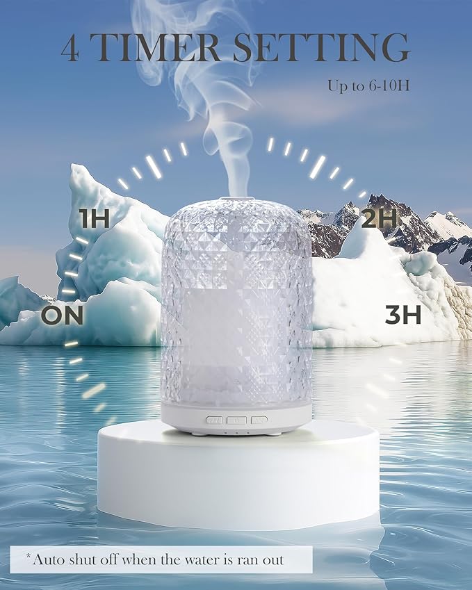 Aromatherapy Diffuser – Ultrasonic Essential Oil Diffuser, Health Night Light, Timer & Auto Shut-Off, BPA-Free, 120ml Diffusers for Home, Office, or Spa