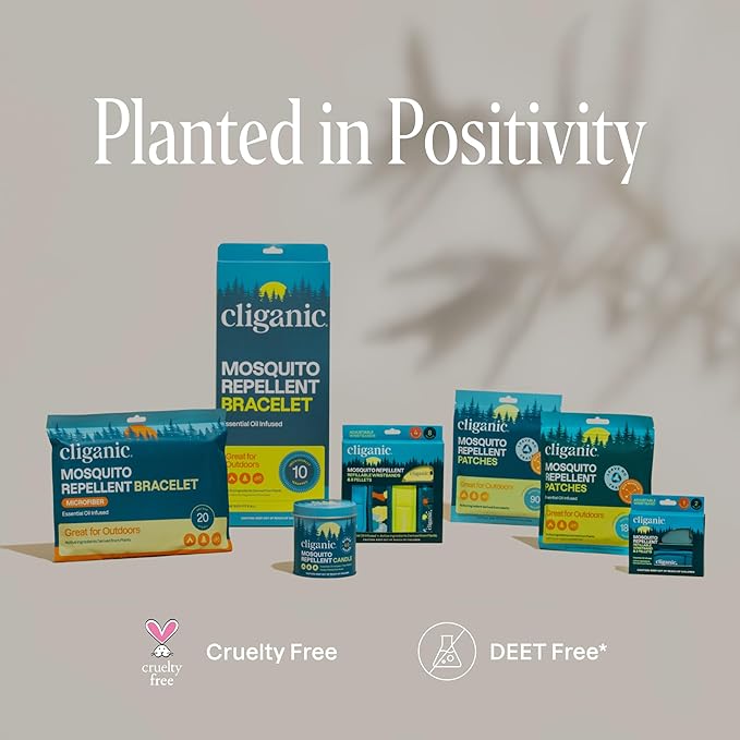 Cliganic Mosquito Repellent Stickers (90 Pack) - Animal Patches for Kids, Natural DEET-Free, Essential Oil Infused