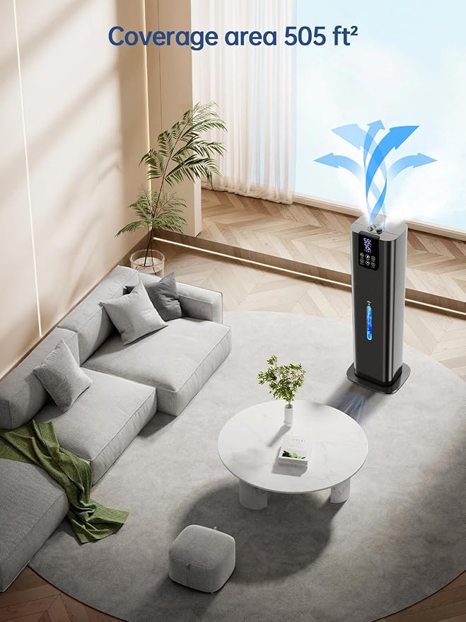 8L Smart Humidifier for Large Room Bedroom, Cover up to 505ftยฒ, Easy Top Fill, Remote & APP Control, Aroma Box, RGB Light, Last 48 Hours Suitable for Indoor Plant, Office, Home