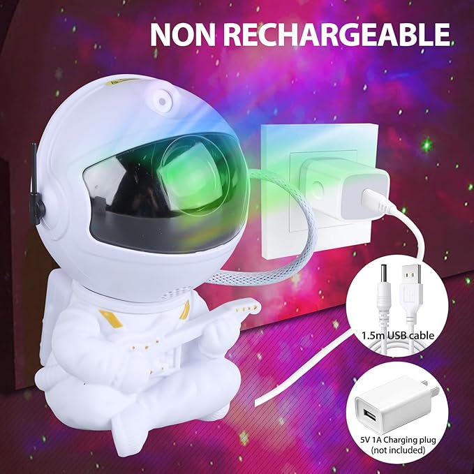 Astronaut Star Projector, Star Projector Galaxy Light for Kids,8 Modes Remote and 270° Adjustable Led Lights for Bedroom, Girls Room Decoration, Home Theater, Ceiling, Timer (White Guitar)