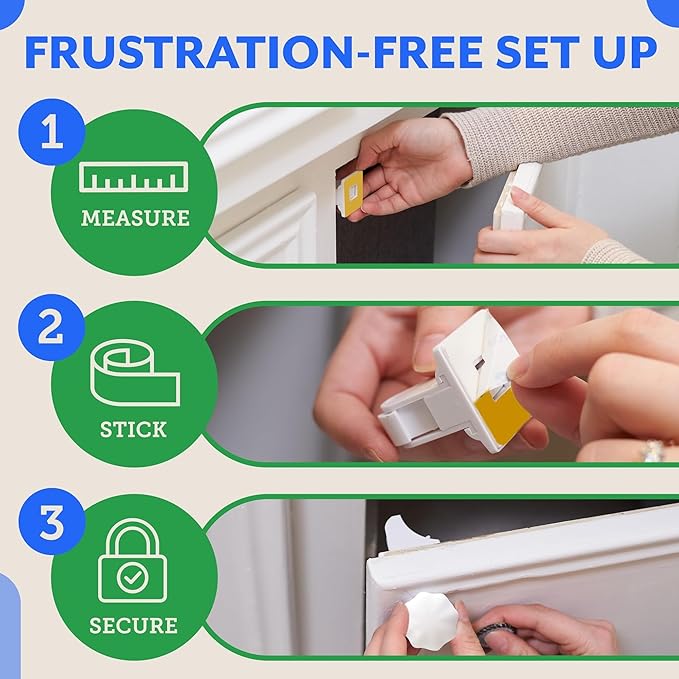 6 Pack Magnetic Cabinet Locks for Babies (with 2 Keys), Eco Baby Magnetic Baby Proofing Cabinet Locks, Child Locks for Cabinets Drawers Doors for Back to School, Easy Installation No Tools Required