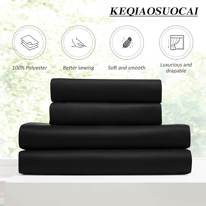 KEQIAOSUOCAI Short Pinch Pleated Blackout Curtains 45 Inch Long 2 Panels for Bedroom Thermal Insulated Black Out Window Curtain Pinched Pleat Drape with Hooks (W40 x L45 Inch, Black)