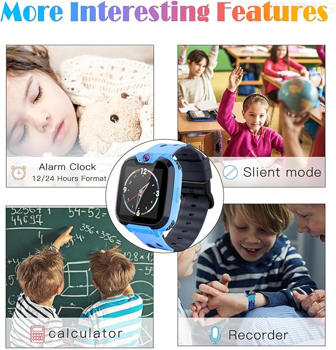 Goodatech Smart Watch for Kids Boys Girls Learning Toys with 16 Games Phone Call SOS, Camera Voice Music Player Recorder Alarm Clock,4-12 Years Birthday (Blue)