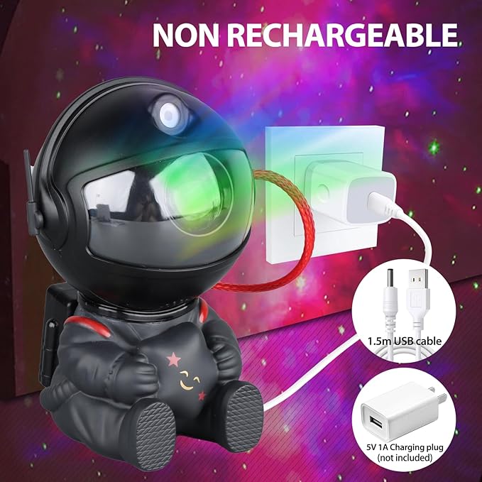 Astronaut Star Projector, Star Projector Galaxy Light for Kids,8 Modes Remote and 270° Adjustable Led Lights for Bedroom, Girls Room Decoration, Home Theater, Ceiling, Timer(Original Black)