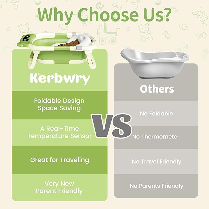 Collapsible Baby Bathtub for Newborn to Toddler (0-18 Month) - Portable Baby Bath Tub for Travel, Newborn Bathtub with Soft Towel and Floating Cushion (Green)