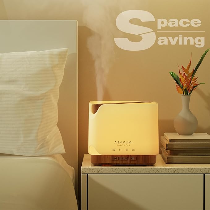 ASAKUKI 700 ml Premium Essential Oil Diffuser, 5 in 1 Ultrasonic Aromatherapy Fragrant Oil Vaporizer Humidifier, Timer and Auto-Off Safety Switch, 7 LED Light Colors