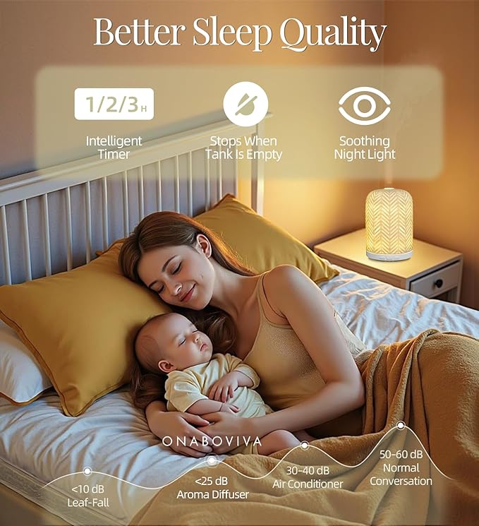 Aromatherapy Diffuser – Ultrasonic Essential Oil Diffuser, Health Night Light, Timer & Auto Shut-Off, BPA-Free, 120ml Diffusers for Home, Office, or Spa