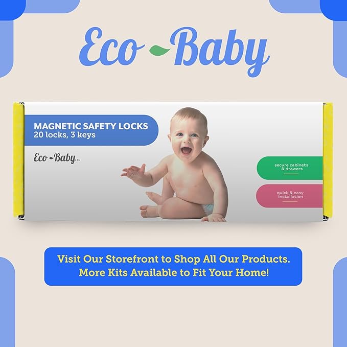 6 Pack Magnetic Cabinet Locks for Babies (with 2 Keys), Eco Baby Magnetic Baby Proofing Cabinet Locks, Child Locks for Cabinets Drawers Doors for Back to School, Easy Installation No Tools Required