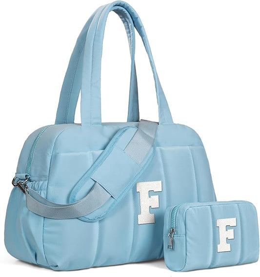 Gifts for Women-Duffle Bag, Weekender Bags for Girl,Initial Overnight Bag with Wet Pocket,Lightweight Dance Bags Personalized Gymnastics bag with Makeup Pouch