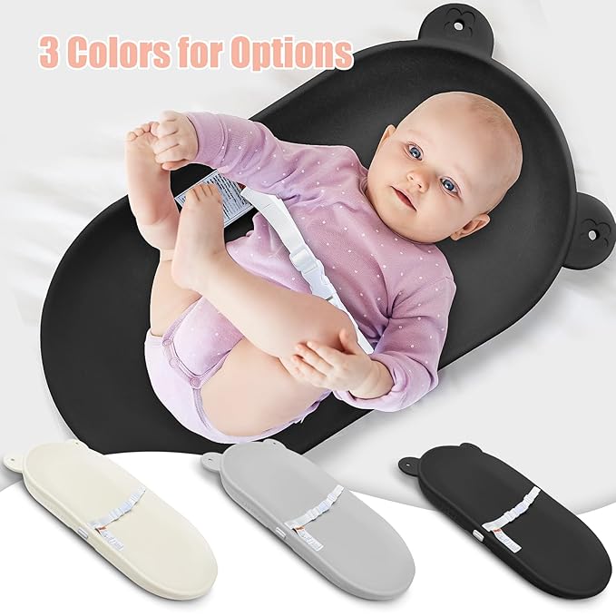 Changing Pad, Wipeable Diaper Changing Pad with Safety Belt for Changing Table, Nursery, Dresser, EVA Non-Slip Baby Changing Table Pad, Black