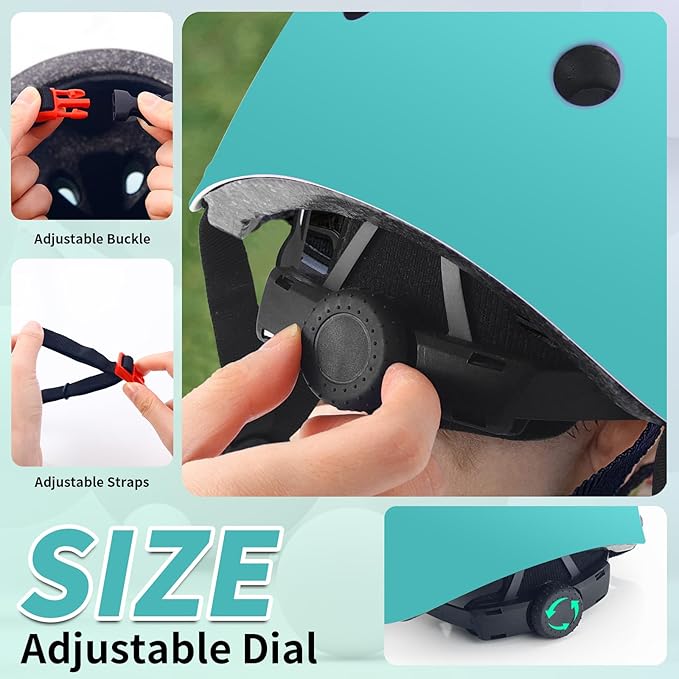 Adjustable Kids Bike Helmet with Knee & Elbow Pads Set, Color Gradient Design for Boys and Girls Aged 3-14+, for Skateboarding, Scooter, Roller & Inline Skating, Longboard