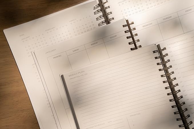 Anecdote 2026 Planner (8.5" x 10") Daily Planner Weekly Monthly Planner - 52 Weeks w/Library Buckram Cover, Brass Spiral - A4 Size Bleed-Resistant Paper – Mustard