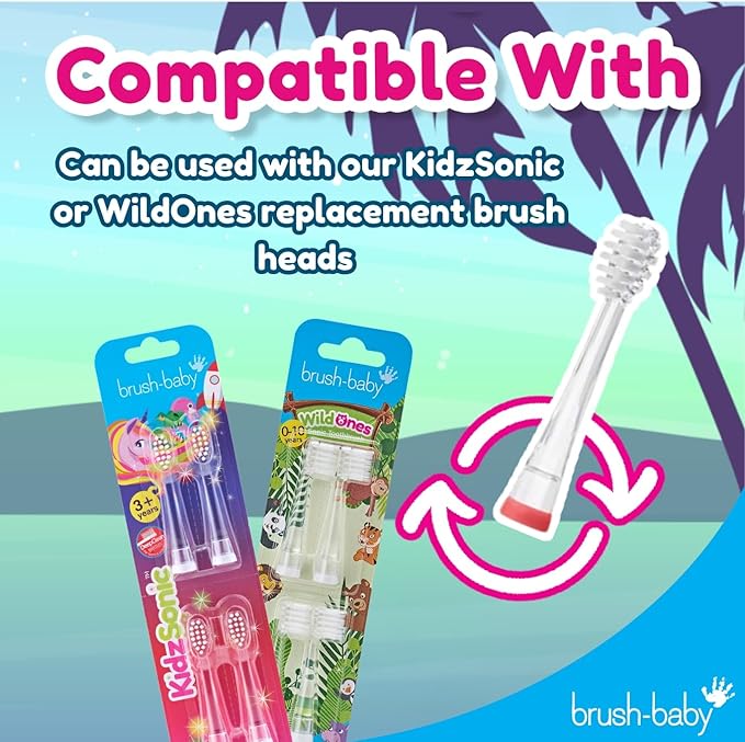 Brush‑Baby - KidzSonic Flamingo Kids Electric Toothbrush for Ages 3+ with Disco LED Lights, Gentle Sonic Vibrations, 2-Minute Smart Timer & 30‑Second Pulse Reminders – AAA Battery Included