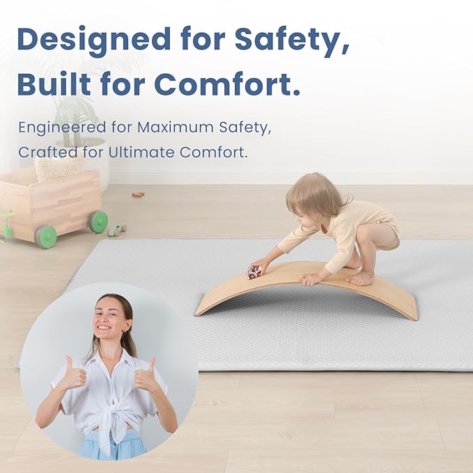 Baby Play Mat for Summer,1.3 Thick Memory Foam Cooling Floor Tummy Time Mat, Soft & Breathable, Non-Slip Rectangular for Toddlersâ Playtime & Rest(Grey,59"x79")