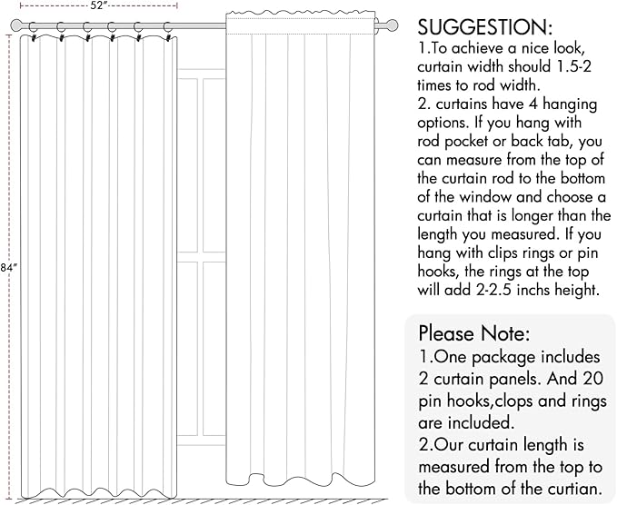 ANRODUO Back Tab Blackout Curtains for Bedroom Living Room, Rod Pocket Pinch Pleated Thermal Insulated Room Darkening Curtains 102 Inches Long 2 Panels, Grey, 52 x 102 Inch