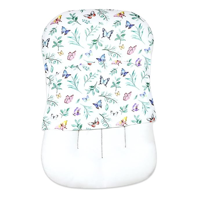 Hooyax Baby Lounger Cover for Boys and Girls, Newborn Lounger Slipcover Removable Infant Floor Seat Baby Nest Cover, Baby Padded Lounger Cover, Butterfly