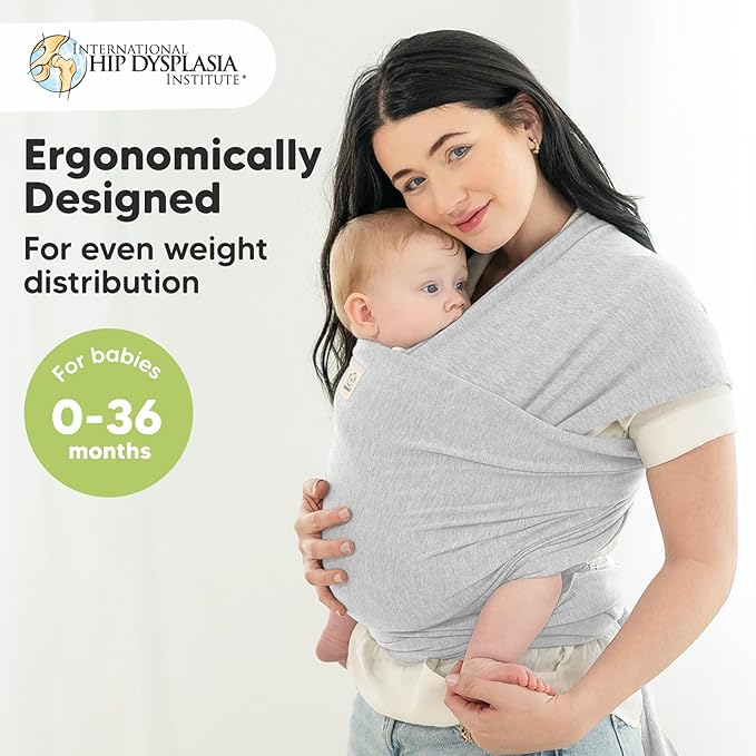 KeaBabies Baby Wrap Carrier - All in 1 Original Baby Carrier Newborn to Toddler Sling, Easy to Wear, Hands Free Bonding, Lightweight, Breathable Infant Wraps (Light Heather)
