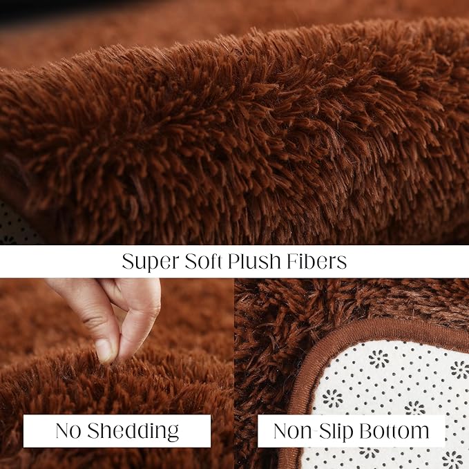 5x7 Area Rug, Luxury Rugs for Living Room, Ultra Soft Rugs for Bedroom, Non-Slip Indoor Carpet for Nursery, Kids Room, Playroom, Home Decor, Brown