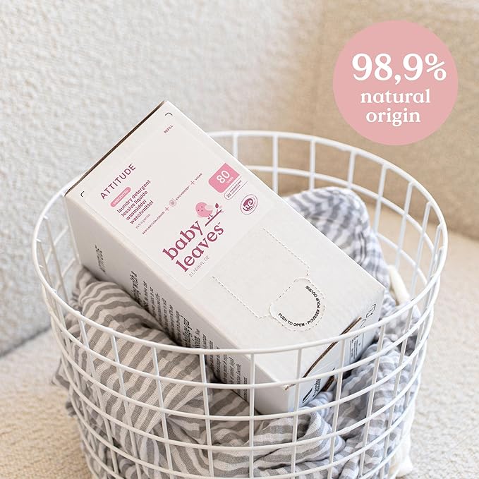 ATTITUDE Baby Laundry Detergent, EWG Verified, Plant and Mineral-Based Formula, HE Compatible, Vegan Household Products, Unscented, 80 Loads, 67.6 Fl Oz (Package may vary)