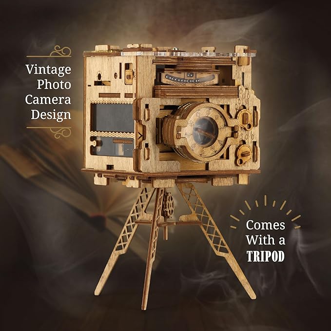 iDventure Cluebox PRO - Sherlock's Camera - Escape Room Game - sequential Puzzle Box - 3D Wooden Puzzle for Adults - Brain Teaser - Birthday Gift Gadget for Men and Women - Money Box