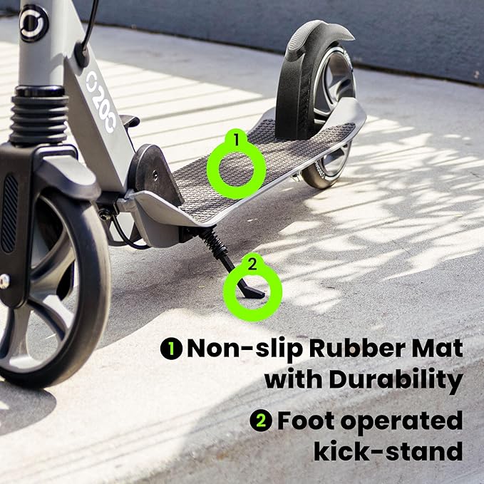 Aero Big Wheels Kick Scooter for Kids 6+, Teens & Adults | Light Up Wheels, Hand Brake, Rubber Deck Mat & Shock Absorption | Foldable & Height Adjustable