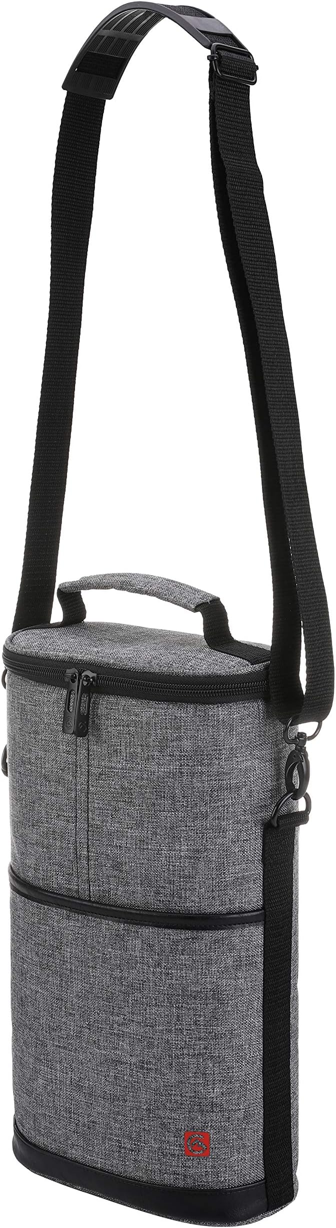 ALLCAMP 2 Bottle Wine Tote Carrier - Insulated Portable Padded Canvas Wine Bag for Travel, BYOB Restaurant, Wine Tasting, Party, Great Christmas Day Gift for Wine Lover,Gray
