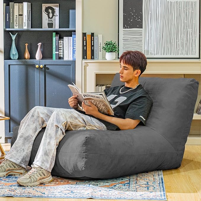 Bean Bag Chair Lazy Bean Bag Sofa, Floor Beanbag Chairs with Stuffed High-Density Foam, Memory Foam Bean Bag Sofa for Living Room, Bedroom and Office