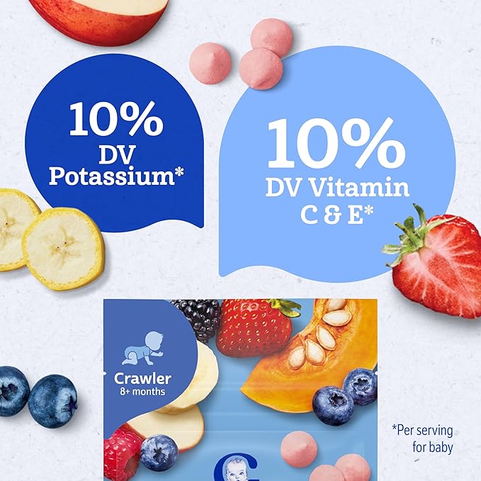 Gerber Stage 3 Baby Food Snacks, Very Berry Fruit and Veggie Melts, Baby Led Feeding, 7PK