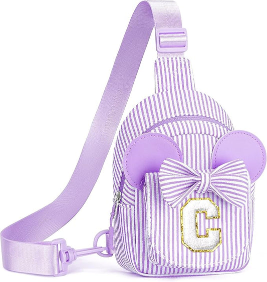 Gifts for Kids, Girls Birthday Gifts | Purple Crossbody Bags for Little Girl Kids Initial Cross Body Bag Small Sling Belt Bag Birthday Gift for Sister Daughter Granddaughter Gift (Purple C)