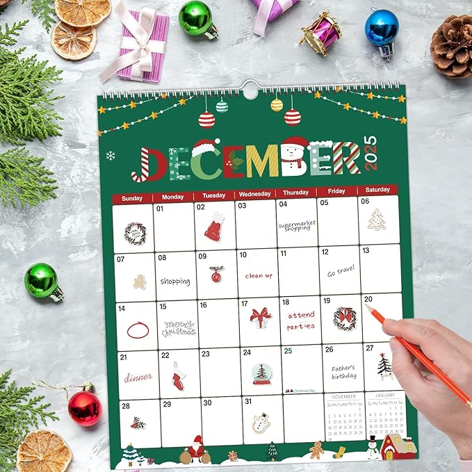 GuassLee Wall Calendar 2025-2026, Vertical Wall Calendar 2025, Jun. 2025 to Dec. 2026, 14" X 11" 19-Month Paper Hanging Planner Wall with Thick Paper for Office Home Planning & Organizing