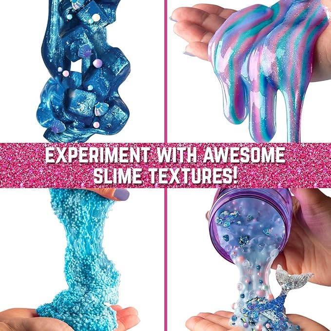 GirlZone Giant Mermaid Sparkle Egg Slime Kit - Large Multicolor Set - Glow-in-The-Dark & Glitter Add-Ins with Built-in Egg Mixing Bowl, Foam Balls & Mermaid Charms - Slime Kit for Girls Ages 8-12