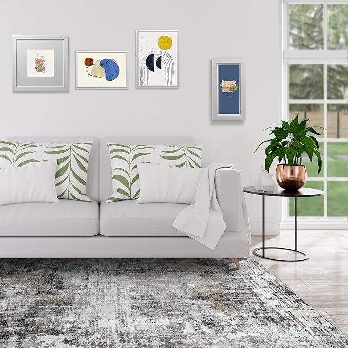 4x6 Area Rugs for Living Room Rug Washable: Modern Large Rug for Dining Room Bedroom Carpet Non Slip Low Pile 4 by 6 Indoor Abstract Nursery Home Office Black Gold