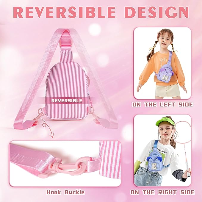 Girls Sling Bag, Small Belt Bags for Girl, Gifts for Girls Kids, Friend Granddaughter Birthday Gift for Kids Daughter Sister Niece Girl Gifts Trendy Stuff Crossbody Fanny Packs (Pink M)